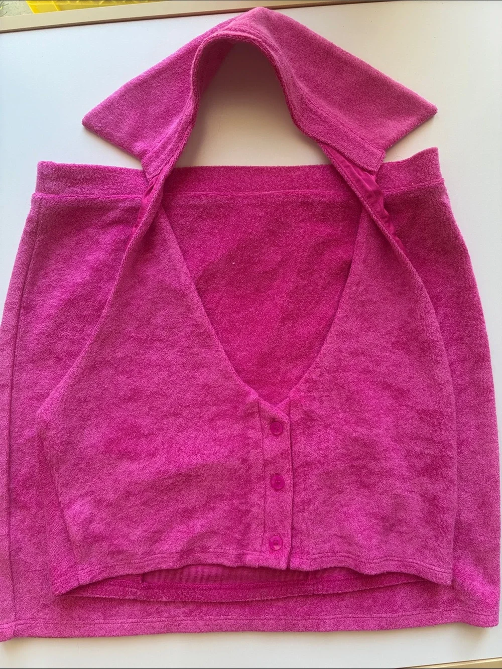 Hot Pink Two-Piece Halter Crop Top and Skirt - Picture 7 of 7